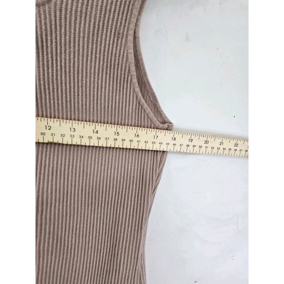 Marled Womens Ribbed Stretchy Fitted Tank Crop Top Cami XL Brown Casual Summer - Picture 3 of 6